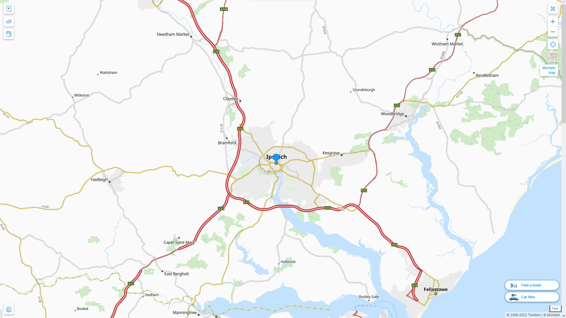 ipswich Royaume Uni Autoroute et carte routiere